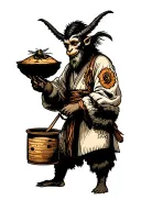 krampus beekeeper tending to a beehive tattoo design idea