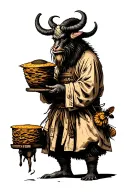krampus beekeeper tending to a beehive tattoo design idea