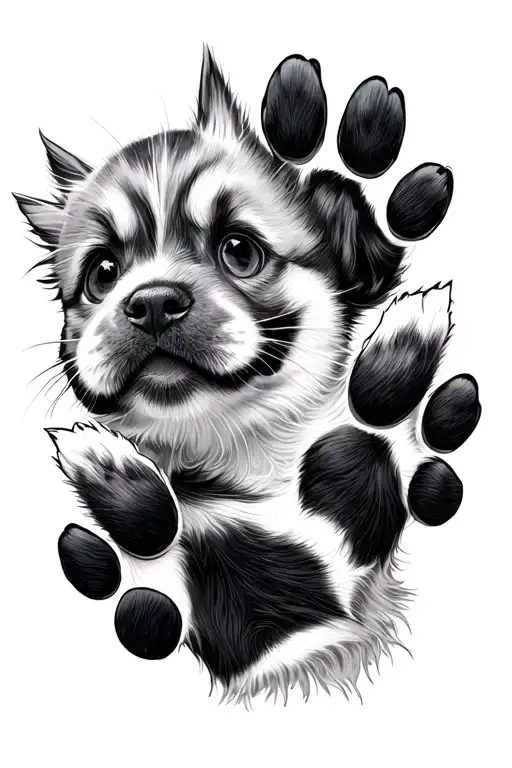 pet paws connected tattoo design idea