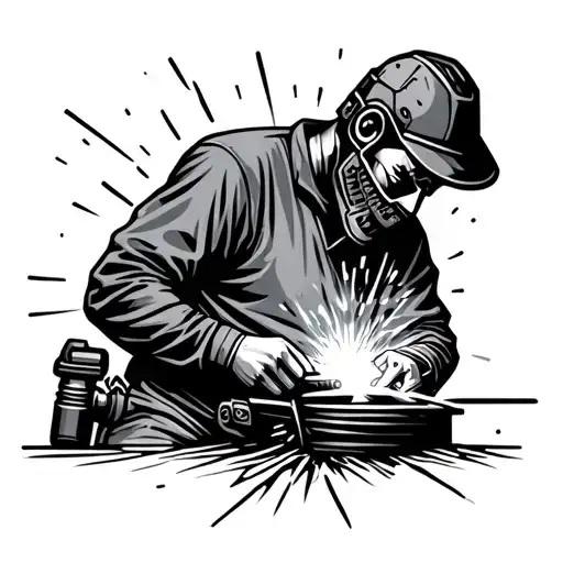 Welder Welding broken tattoo design idea