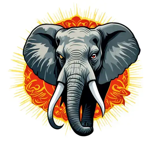 Angry elephant head tattoo design idea