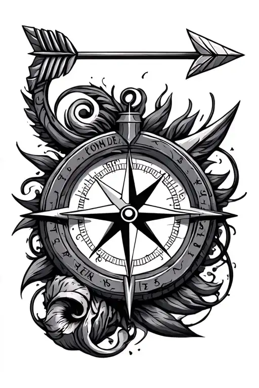 arrow compass names incorporated tattoo design idea