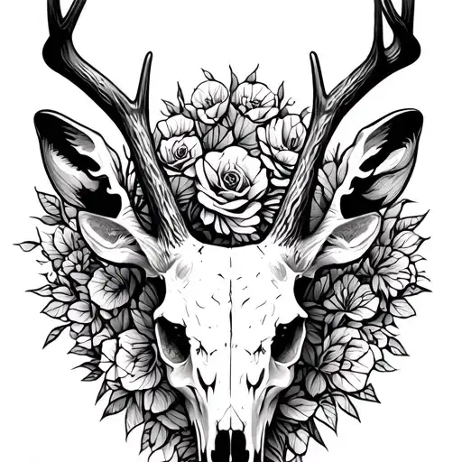 deer skull tattoo design idea