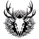 deer skull tattoo design idea