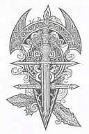 The Scandinavian pattern with Odin's spear in the center tattoo design idea
