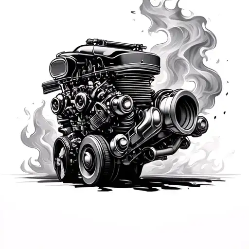 V8 Engine combustion tattoo design idea