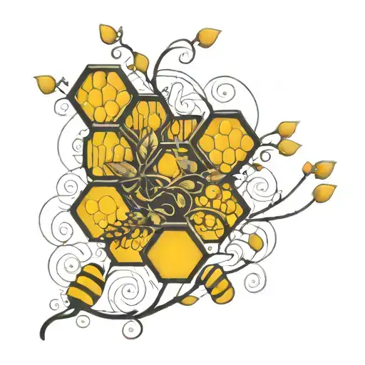 honeycomb and vine intertwined tattoo design idea
