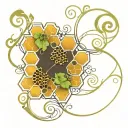 honeycomb and vine intertwined tattoo design idea