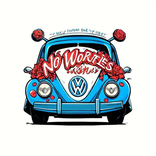 vw no worries logo incorporated into the design tattoo design idea