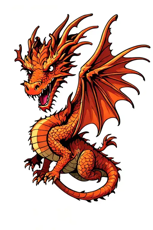 Dragon with demon wings tattoo design idea