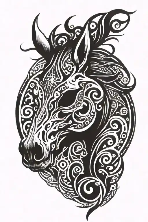 Horse skull tattoo design idea