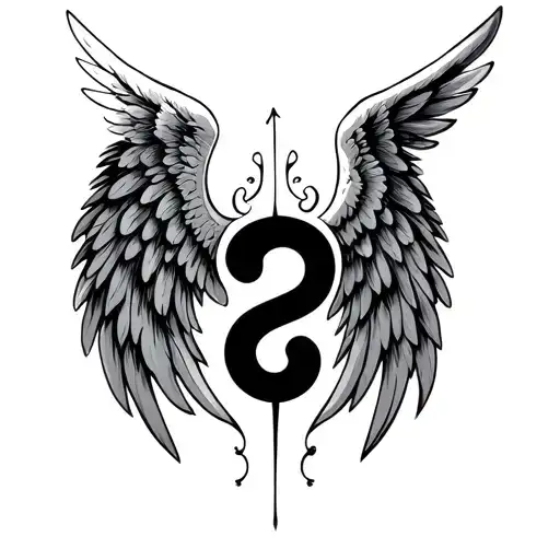 angel wings with semicolon tattoo design idea