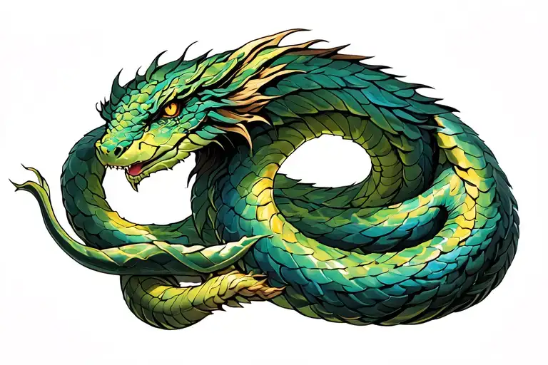 draw the mythical norse serpent jormungander wrapping itself around someone's back as a tattoo tattoo design idea