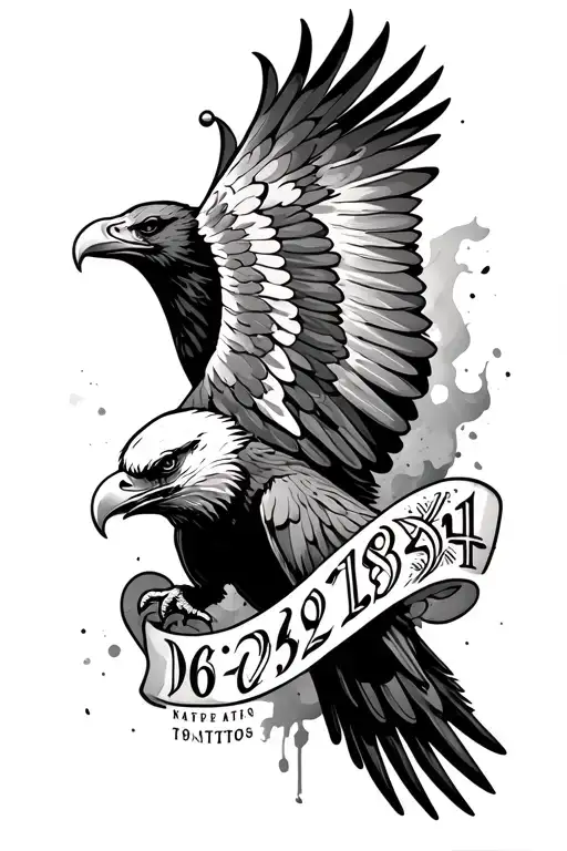 Fore arm tattoo with a eagle smoky backround and the date 06 29 81 in roman numerals  tattoo design idea