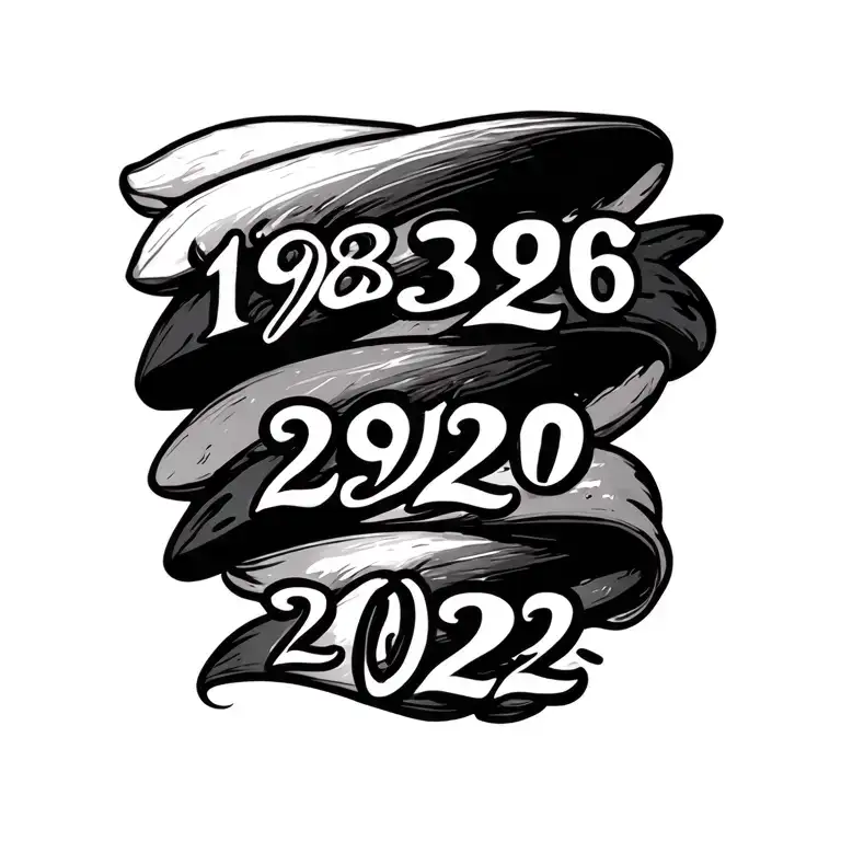 dates overlapping each other in a line: 1982, 1986, 2020, 2022 tattoo design idea
