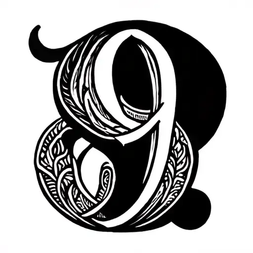 number 9 tattoo design idea