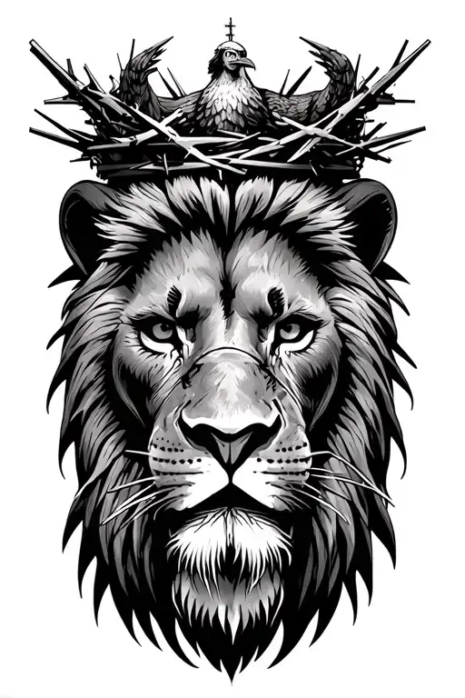 lion with crown of thorns, eagle with face, motorcyclist and tourist attractions in Rio de Janeiro with the exception of Christ the Red tattoo design idea