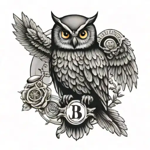 nurse owl memorial tattoo with roman numbers of death 25.09.2023 tattoo design idea