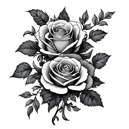 roses and vines wrapped tattoo design idea