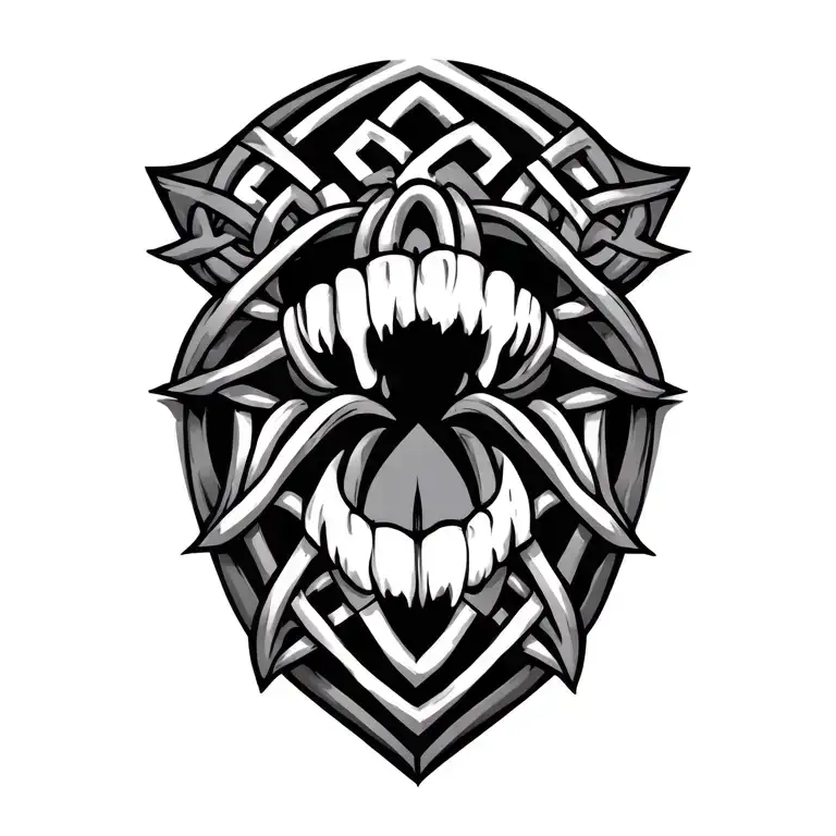 bite mark with geometric shapes celtic style tattoo design idea