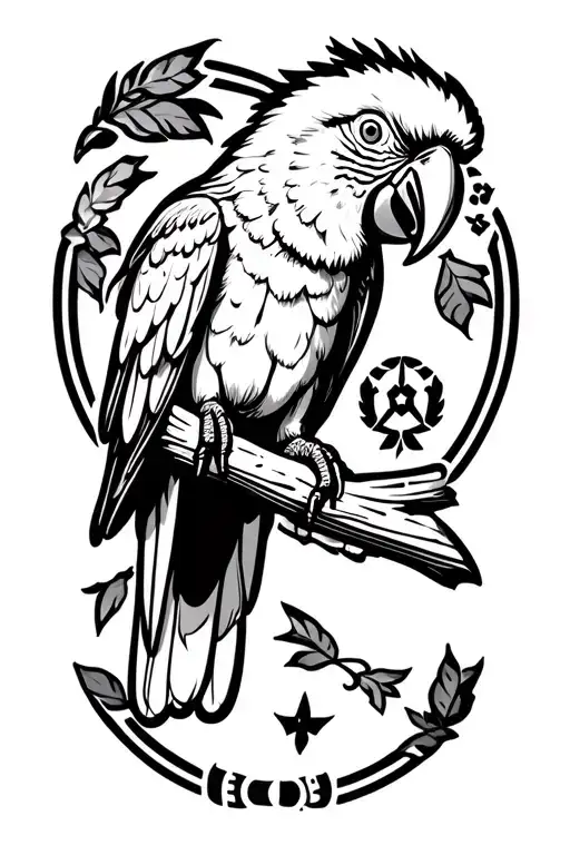 Honduras flag scarlet macaw perched tattoo design idea