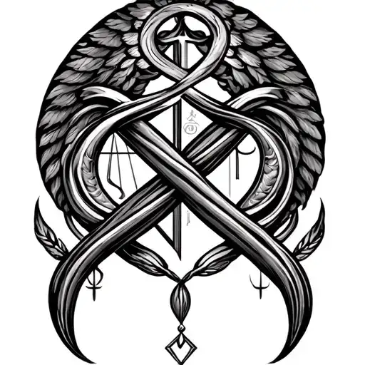 Infinity sign with Gemini and Libra zodiac sign intertwined tattoo design idea