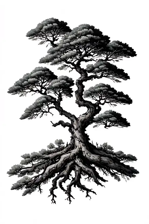 lebanese cedar tree intertwined tattoo design idea