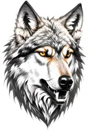 wolf head evil and good tattoo design idea