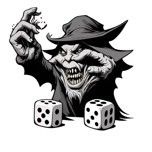  cursed oogie boogie playing with dice tattoo design idea