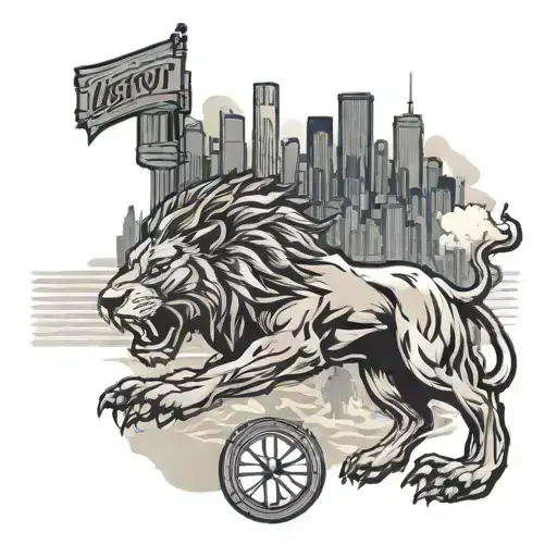 detroit lions with skyline of detroit tattoo design idea