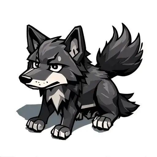black Minecraft wolf sitting tattoo design idea