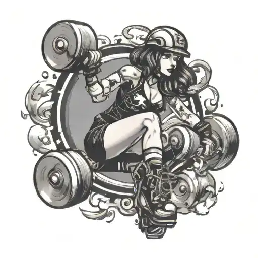 roller derby girl jammer tattoo design idea