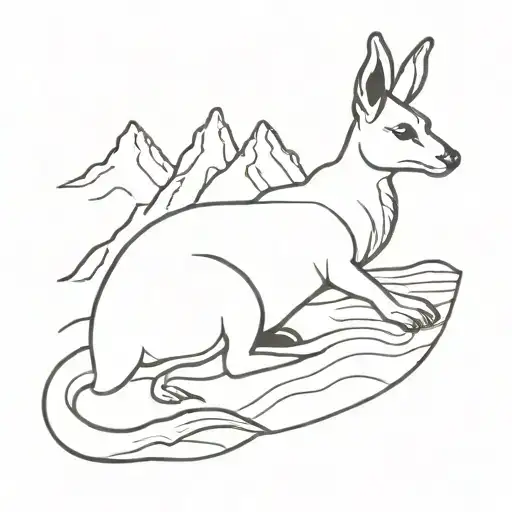 mountain with a kangaroo laying down tattoo design idea