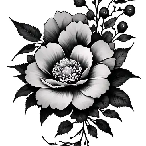 Japanese Zamueay with flowers tattoo design idea