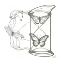 butterfly with an hourglass instead of wings tattoo design idea