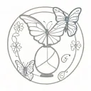 butterfly with an hourglass instead of wings tattoo design idea
