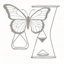 butterfly with an hourglass instead of wings tattoo design idea