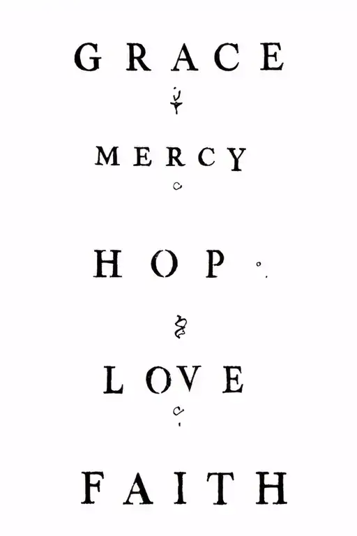 Key words for me are grace, mercy, hope, love and faith. While I like word-based tattoos, I might lean toward the words  tattoo design idea