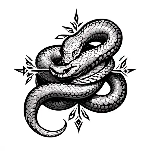 snake intertwined protecting pieces star sign all in a maori/ tribe way tattoo design idea