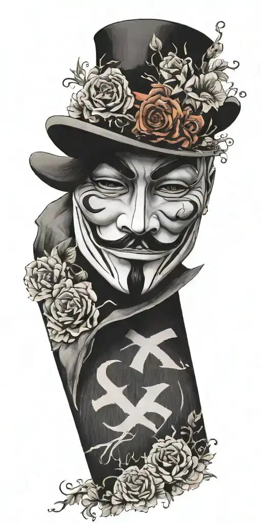 v for vendetta with rorschach watchmen mask tattoo design idea