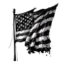 Weathered American Flag with pirate flag tattoo design idea