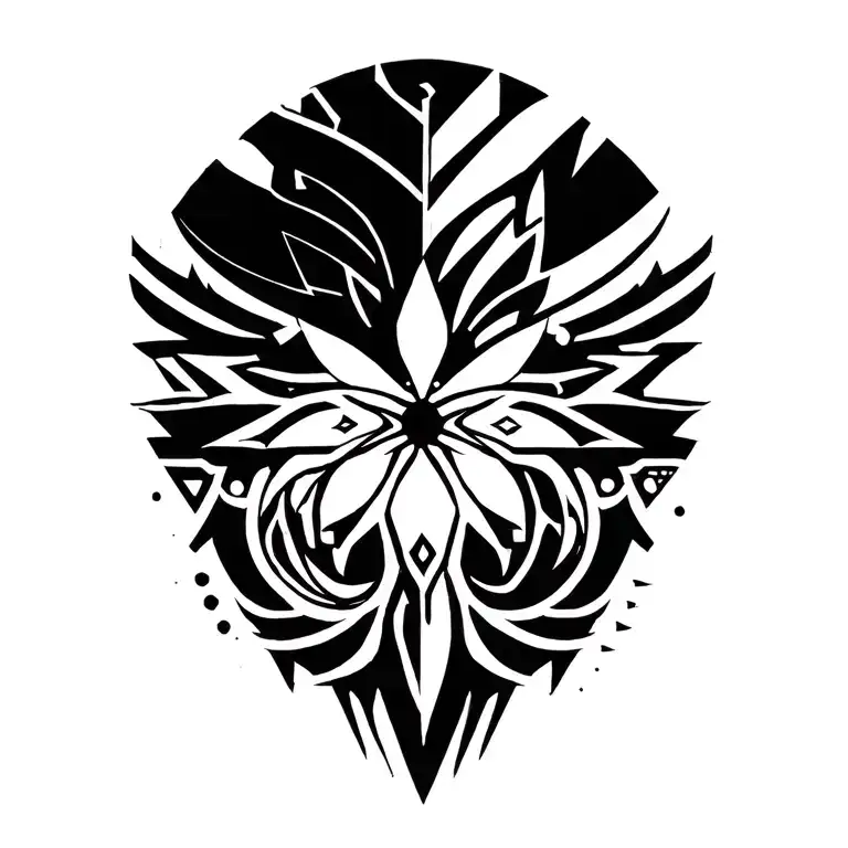 geometric mandala inspired by polynesian tribal and cyberpunk tattoo design idea
