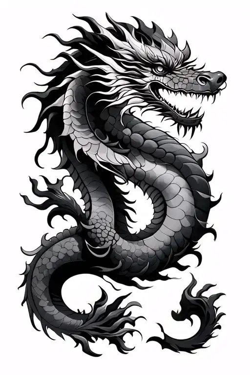 Neo Traditional japanese dragon tattoo design idea