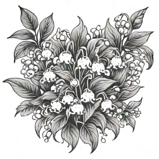 Lily of the Valley Chrysanthemum fine line tattoo design idea