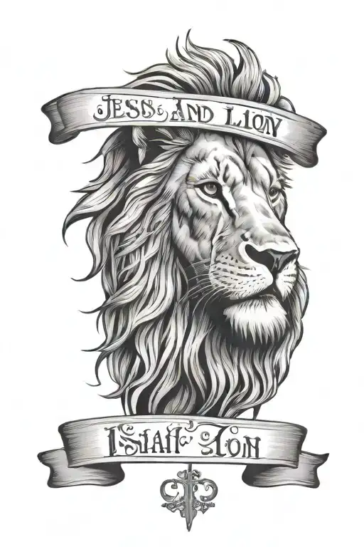 Jesus and lion face with isaiah 41:10 written underneath tattoo design idea