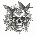 Hummingbird Skull tattoo design idea