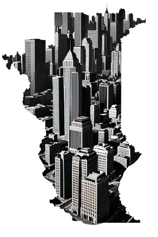 minimalist city lanscape of st petersberg russia into chicago illinois tattoo design idea