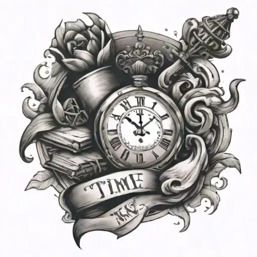 knowledge is power and time is king tattoo design idea
