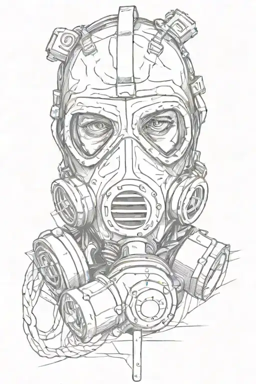gas mask, stalker, looking back tattoo design tattoo design idea