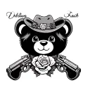 Girl cowboy teddy bear with guns and roses tattoo design idea